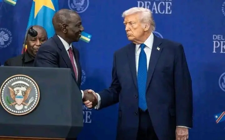President Ruto and US president Donald Trump during Washington Rwanda-Cong peace accord after which US-KENYA health deal was signed